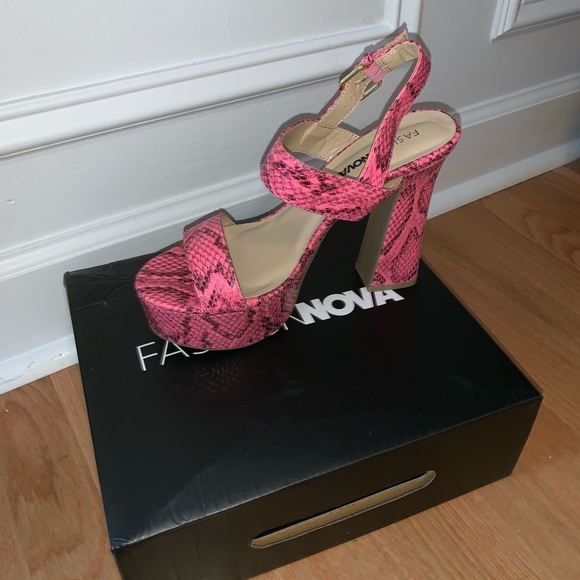 Fashion Nova Shoes - Fashion Nova Pink Snakeskin Heels